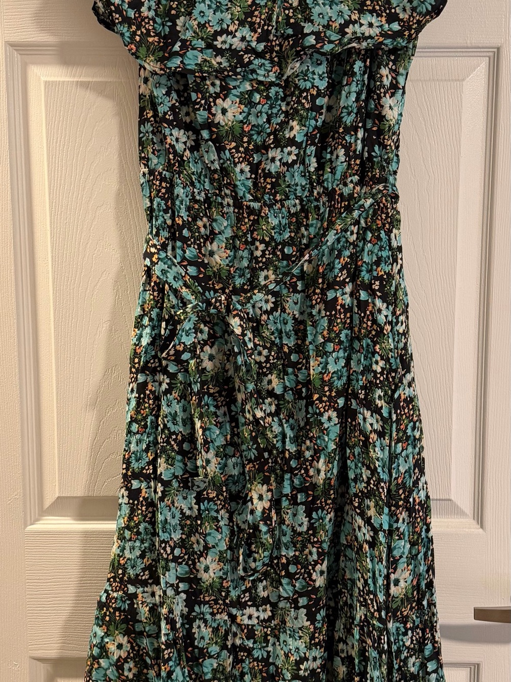 Kate & Mallory Black Dress with Teal & Green Floral Print plus size 1x